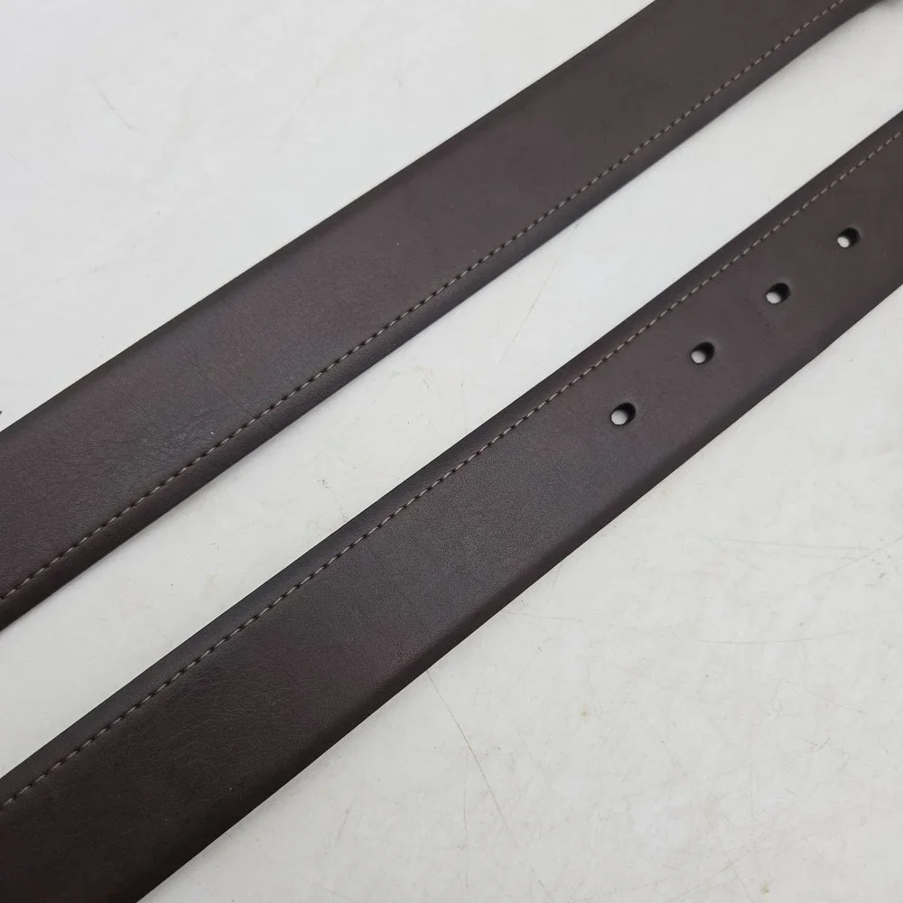 Structure Belt Brown Leather Dress Mens 36 Nickel Buckle NWOT